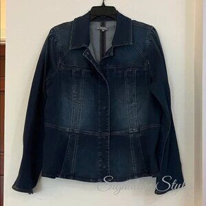 Wit & Wisdom Dark Blue Peplum Denim Jacket – Size XL